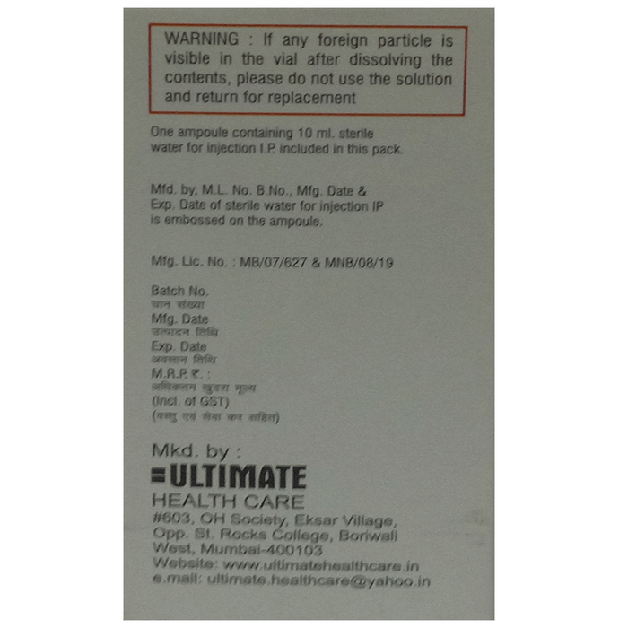 Uliclav Injection    Amoxycillin 1000mg + Clavulanic Acid 200mg