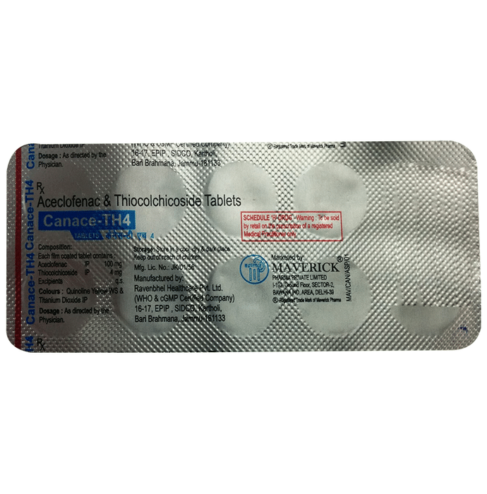 Canace-TH4 Tablet    Aceclofenac 100mg + Thiocolchicoside 4mg