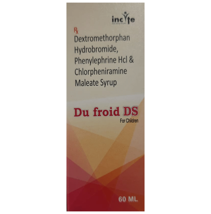 DU Froid DS Syrup    Phenylephrine 5mg/5ml + Chlorpheniramine Maleate 2mg/5ml + Dextromethorphan Hyd