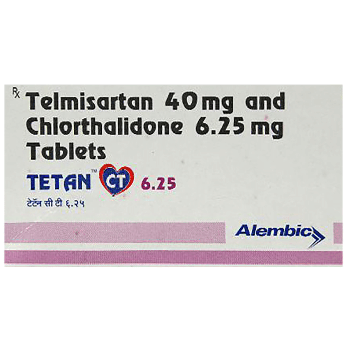 Tetan CT 6.25 Tablet    Telmisartan 40mg + Chlorthalidone 6.25mg