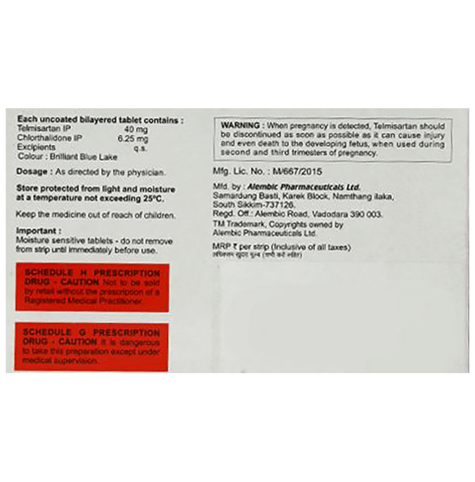 Tetan CT 6.25 Tablet    Telmisartan 40mg + Chlorthalidone 6.25mg