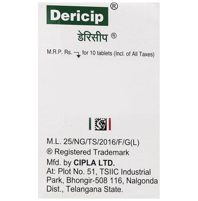 Dericip 77mg/23mg Tablet    Etofylline 77mg + Theophylline 23mg