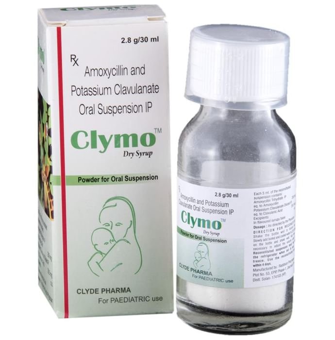 Clymo Dry Syrup    Amoxycillin 200mg/5ml + Clavulanic Acid 28.5mg/5ml