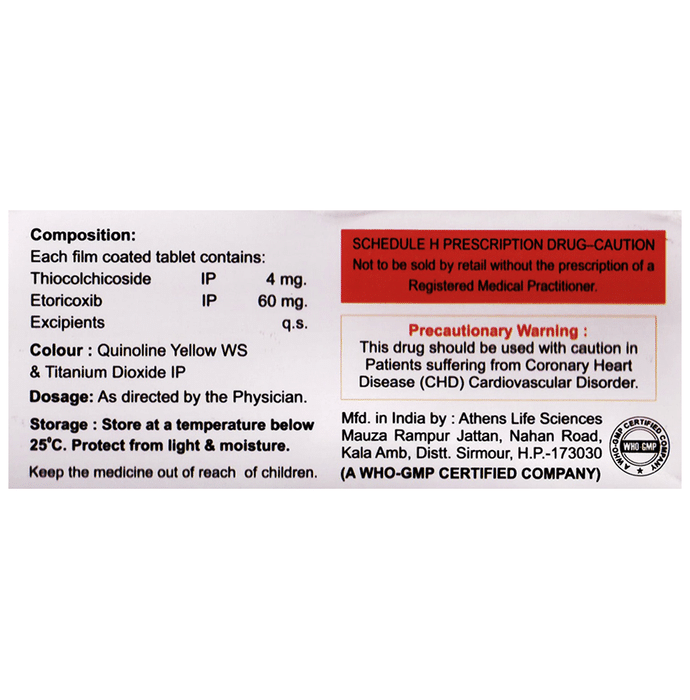 Torimac-MR Tablet    Etoricoxib 60mg + Thiocolchicoside 4mg