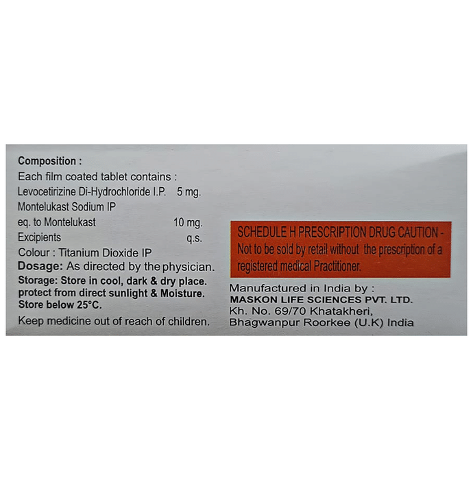 Ultikast-LC Tablet    Levocetirizine 5mg + Montelukast 10mg