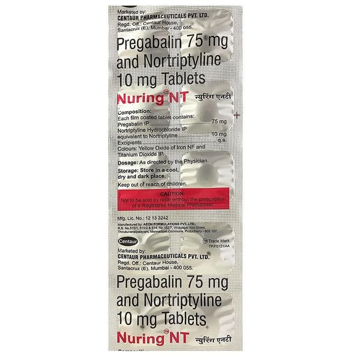 Nuring NT Tablet    Pregabalin 75mg + Nortriptyline 10mg