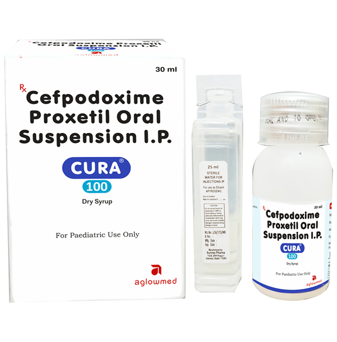 Cura 100 Dry Syrup    Cefpodoxime Proxetil 100mg