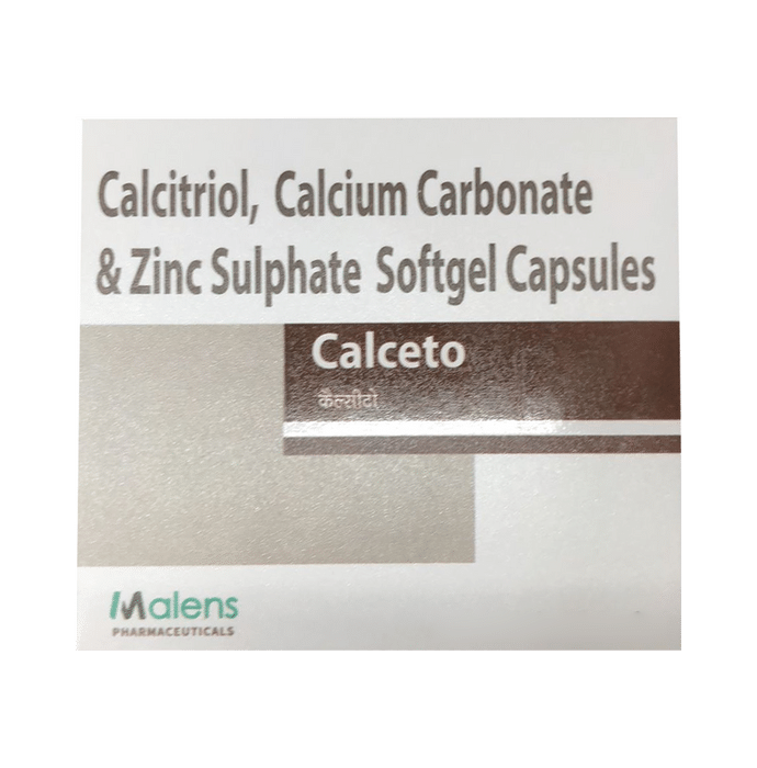 Calceto Softgel Capsule    Calcitriol 0.25mcg + Calcium Carbonate 500mg + Zinc Sulfate 7.5mg