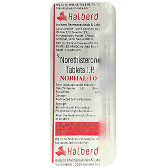 Norhal 10 Tablet    Norethisterone 10mg