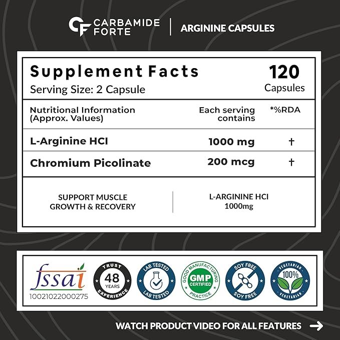 Carbamide Forte L-Arginine HCL 1000mg | Capsule for Endurance, Energy & Power