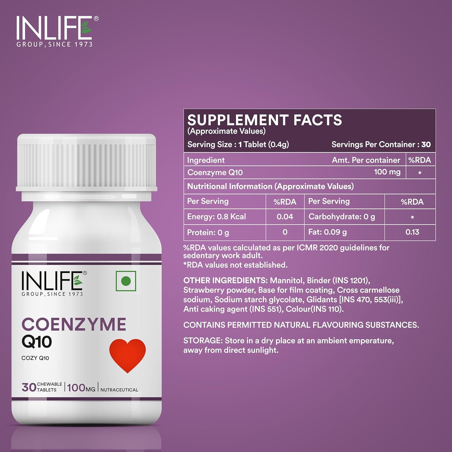 Inlife Coenzyme Q10 for Heart Health | Chewable Tablet