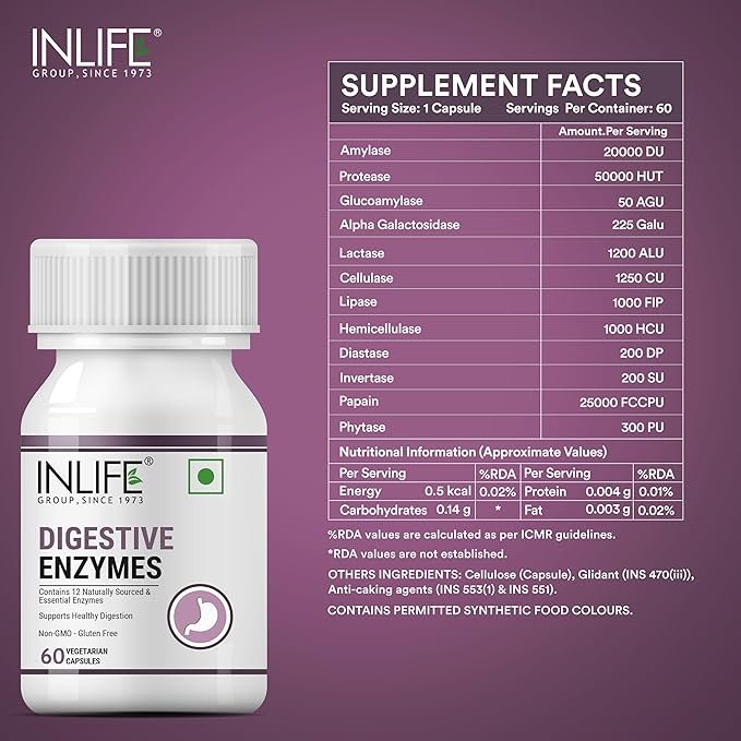 Inlife Digestive Enzymes for Healthy Digestion | Vegetarian Capsule