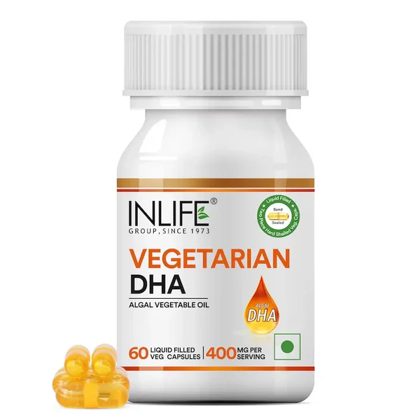 Inlife Algal DHA Vegetable Oil | Liquid Filled Veg Capsule for Heart &amp; Brain Health
