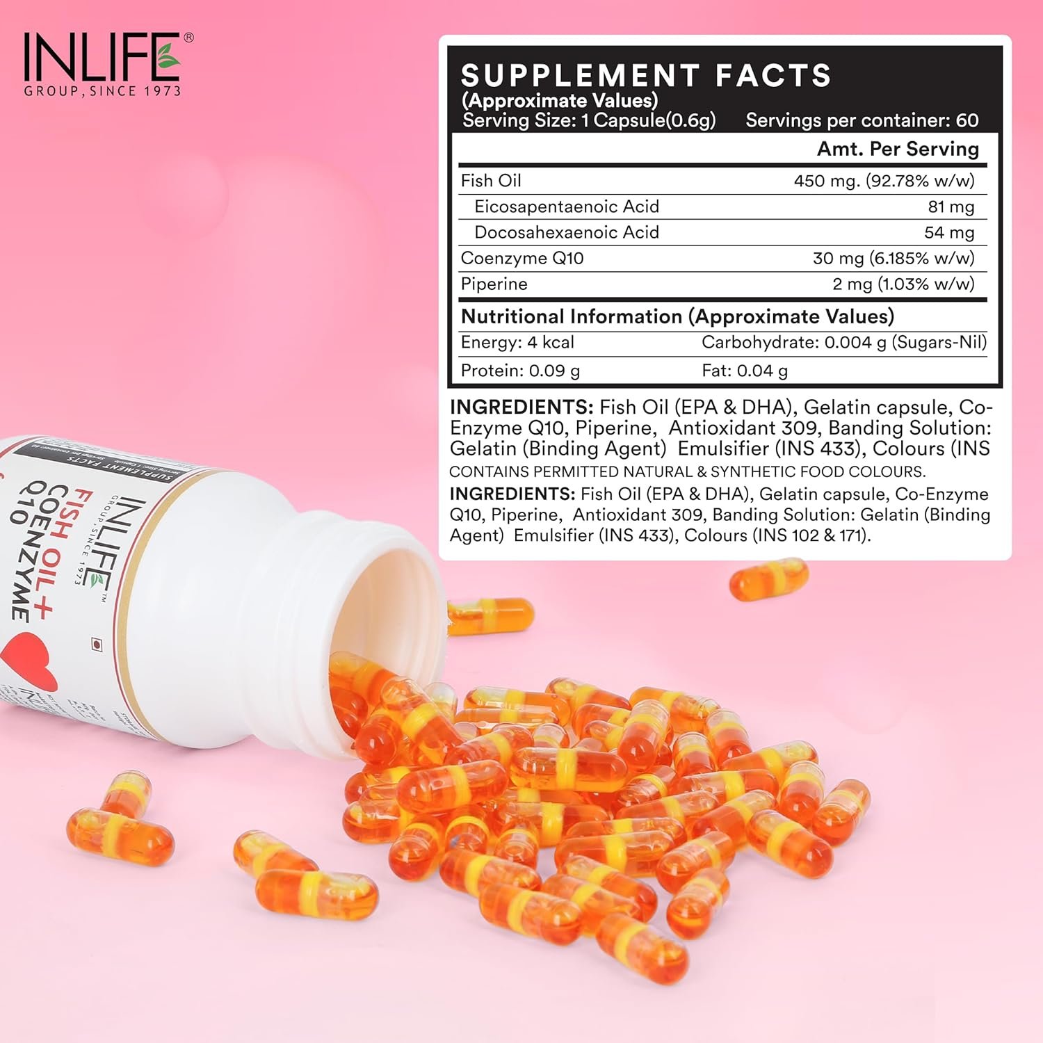 Inlife Fish Oil + Coenzyme Q10 | For Heart Health | Capsule