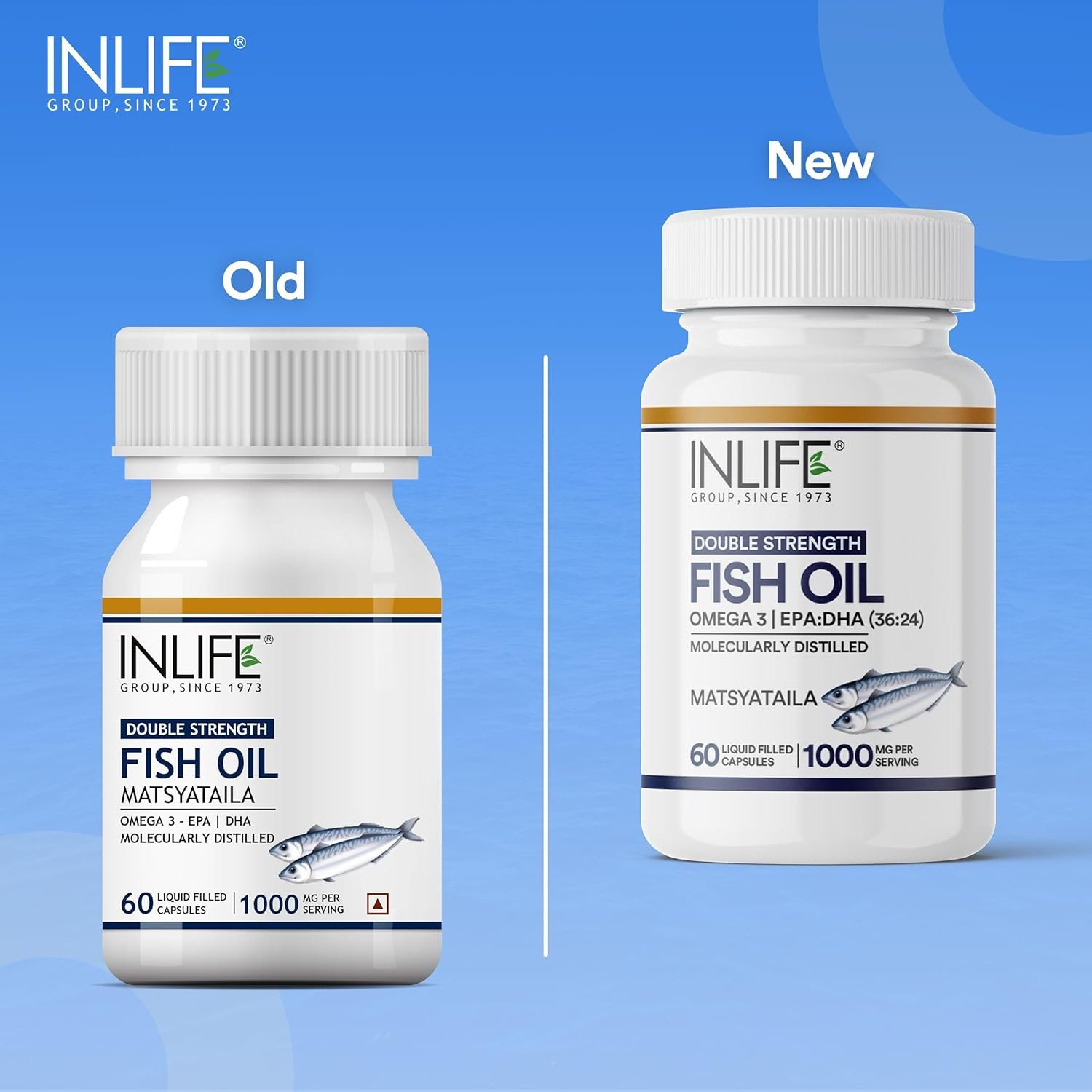 Inlife Fish Oil | Double Strength | Omega-3 1000mg | With EPA & DHA for Heart Health | Capsule