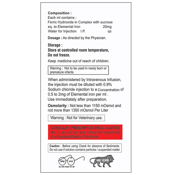 Sukrose Injection Iron Sucrose 100mg