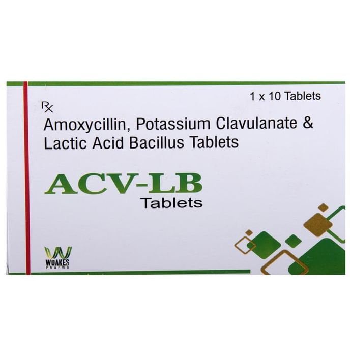 Acv-LB Tablet Amoxycillin 500mg + Potassium Clavulanate 125mg + Lactobacillus Acidophilus 60Million 