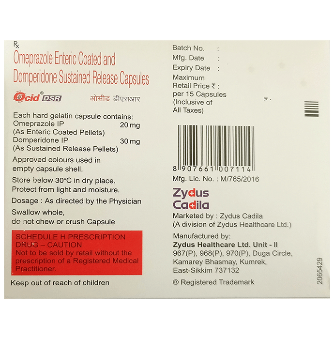 Ocid-DSR Capsule Domperidone 30mg + Omeprazole 20mg