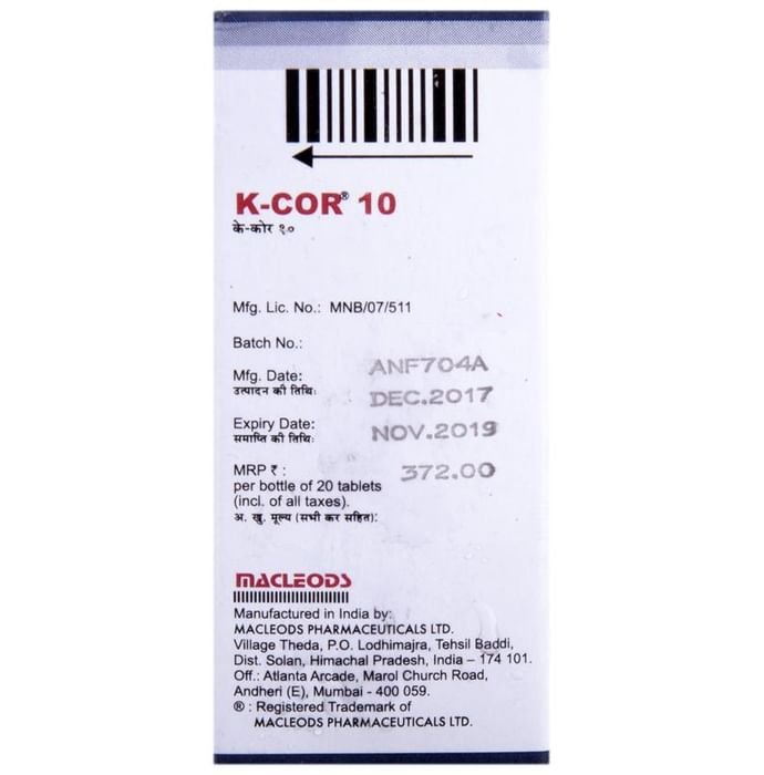 K-Cor 10 Tablet Nicorandil 10mg