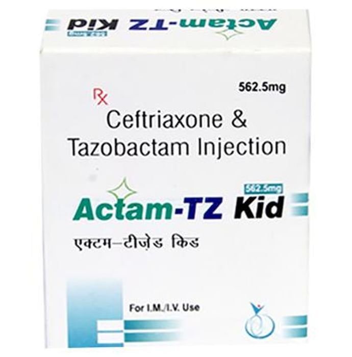 Actam-TZ Kid 562.5mg Injection Ceftriaxone 500mg + Tazobactum 62.5mg