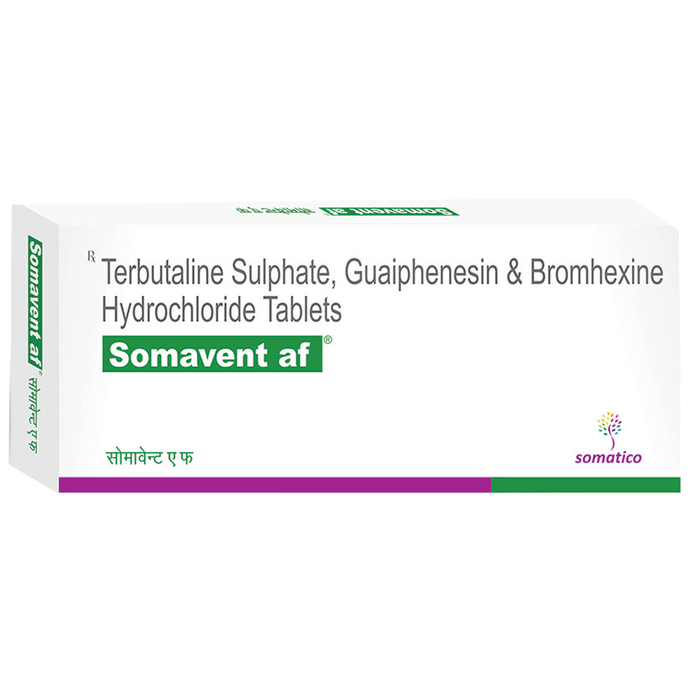 Somavent AF Tablet Terbutaline 1.25mg + Bromhexine 8mg + Guaifenesin 100mg