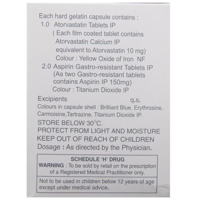 Atorva Asp 150 Capsule Atorvastatin 10mg + Aspirin 150mg