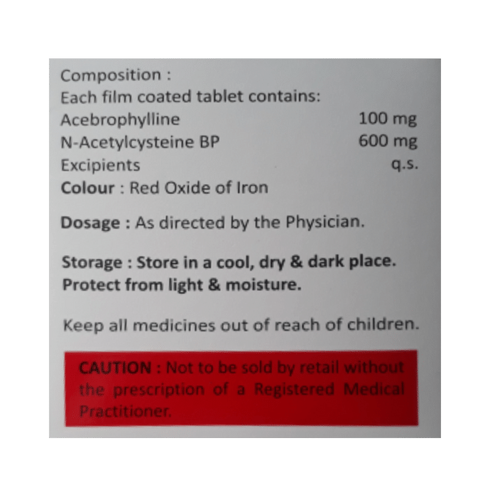 Kemonac-A Tablet Acebrophylline 100mg + Acetylcysteine 600mg