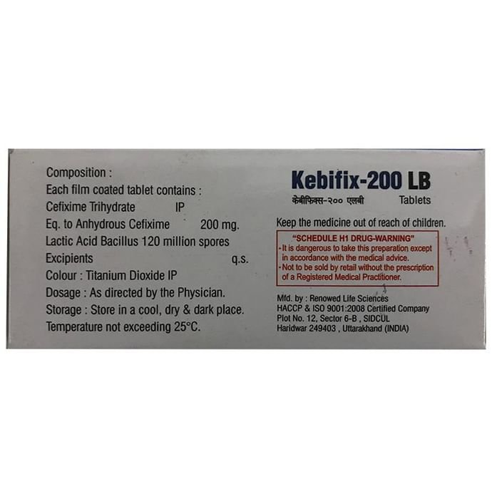 Kebifix 200 LB Tablet Cefixime 200mg + Lactobacillus 120Million spores