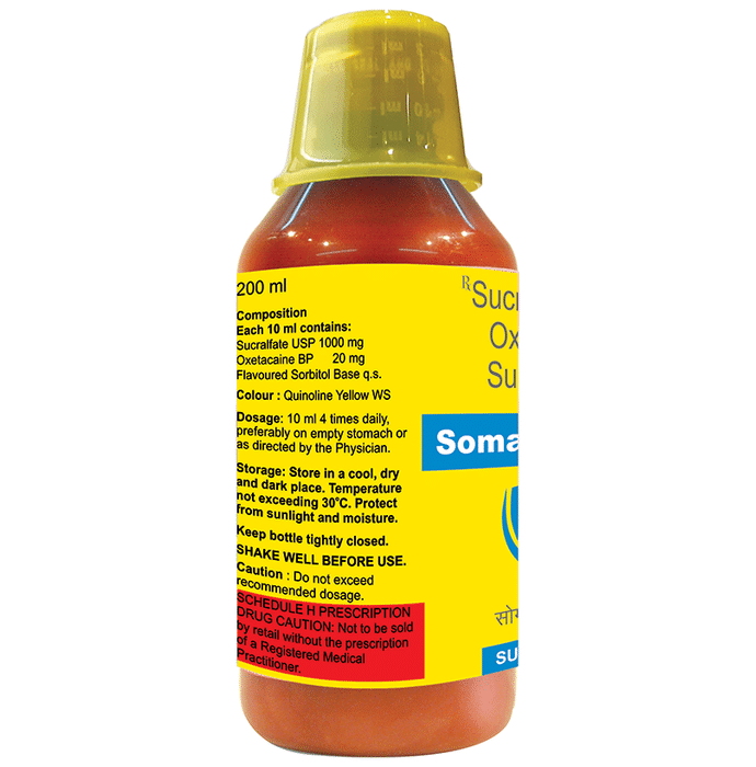 Somashield-O Oral Suspension Banana Sugar Free Sucralfate 1000mg/10ml + Oxetacaine 20mg/10ml