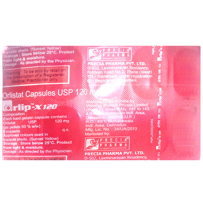 Orlip X 120mg Capsule Orlistat 120mg