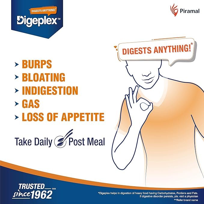 Digeplex Syrup | For Burps, Bloating, Indigestion, Gas & Loss of Appetite | Sugar-Free|100 ml Liquid