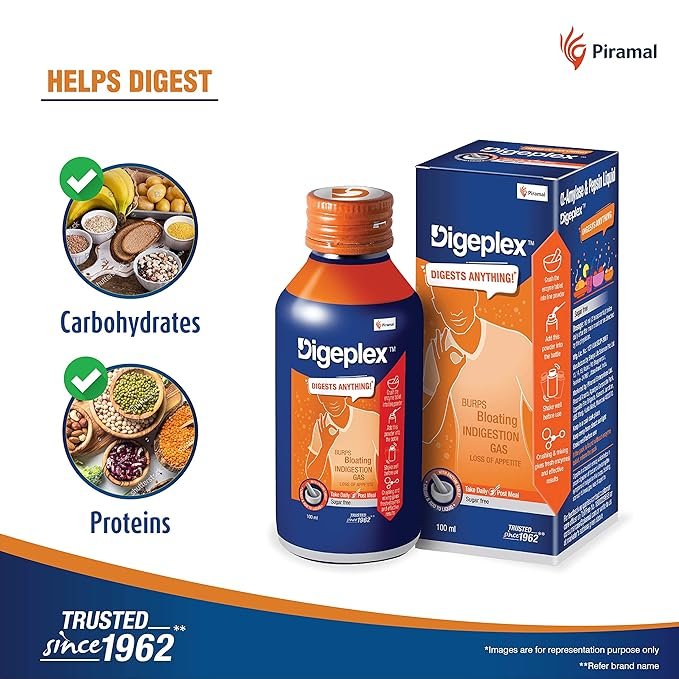 Digeplex Syrup | For Burps, Bloating, Indigestion, Gas & Loss of Appetite | Sugar-Free|100 ml Liquid