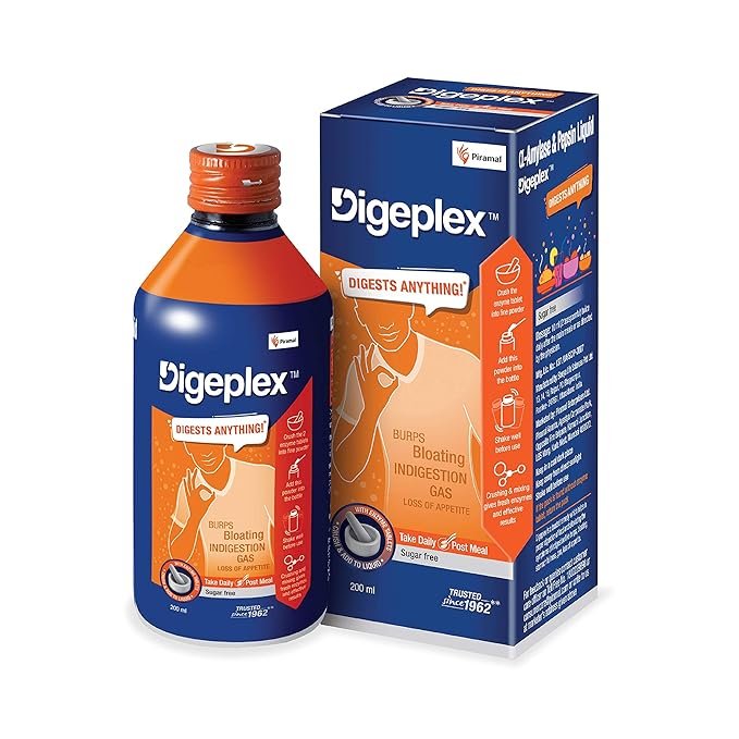 Digeplex Syrup | For Burps, Bloating, Indigestion, Gas & Loss of Appetite | Sugar-Free|200 ml Liquid