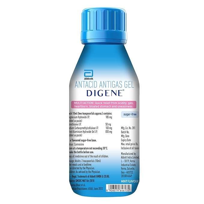 Digene Antacid Antigas Gel | For Acidity, Gas, Heartburn & Stomach Care | Flavour Mint| 450ml Oral Gel