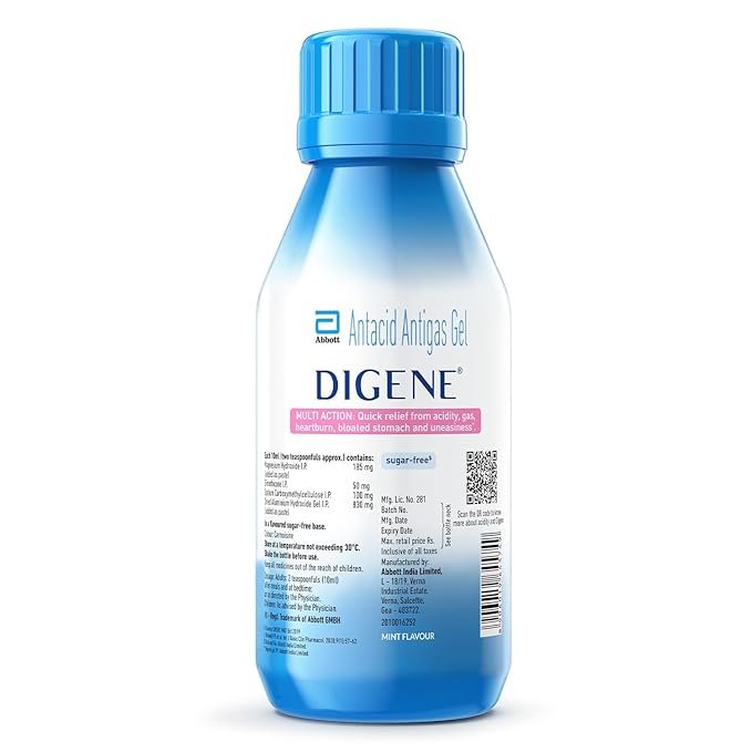 Digene Antacid Antigas Gel | For Acidity, Gas, Heartburn & Stomach Care | Flavour Mint|200ml Oral Gel