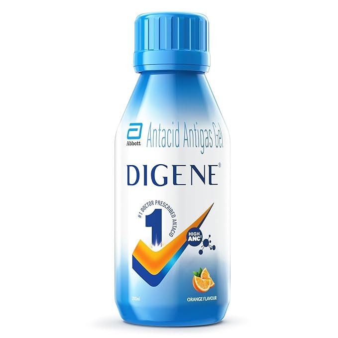 Digene Antacid Antigas Gel | For Acidity, Gas, Heartburn &amp; Stomach Care | Flavour Orange|200ml Oral Gel