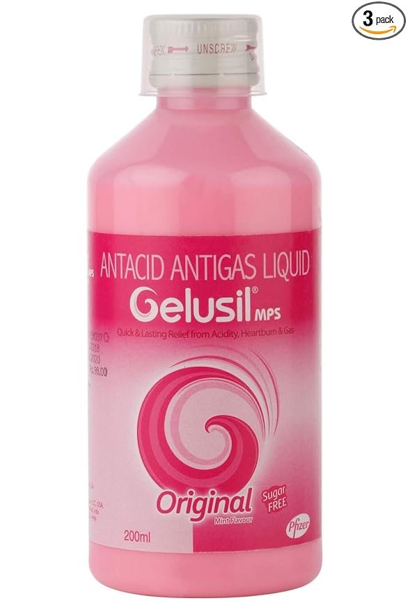 Gelusil MPS Antacid &amp; Antigas Original Liquid | For Acidity, Hurtburns, Gas &amp; Stomach Care | Sugar-Free | Mint Flavour Mint| 200 ml Oral Liquid