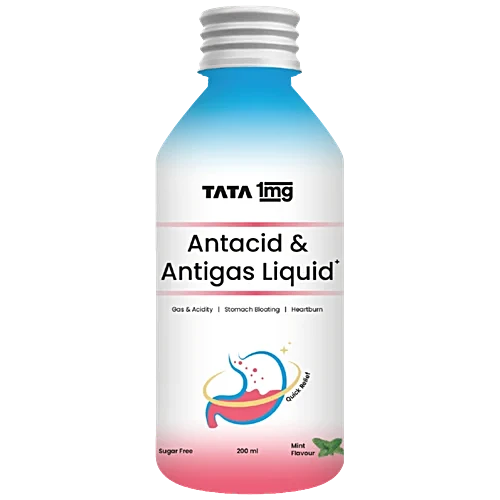 Tata 1mg Antacid &amp; Antigas Liquid for Heartburn, Indigestion &amp; Gas Sugar Free Mint|200 ml Liquid