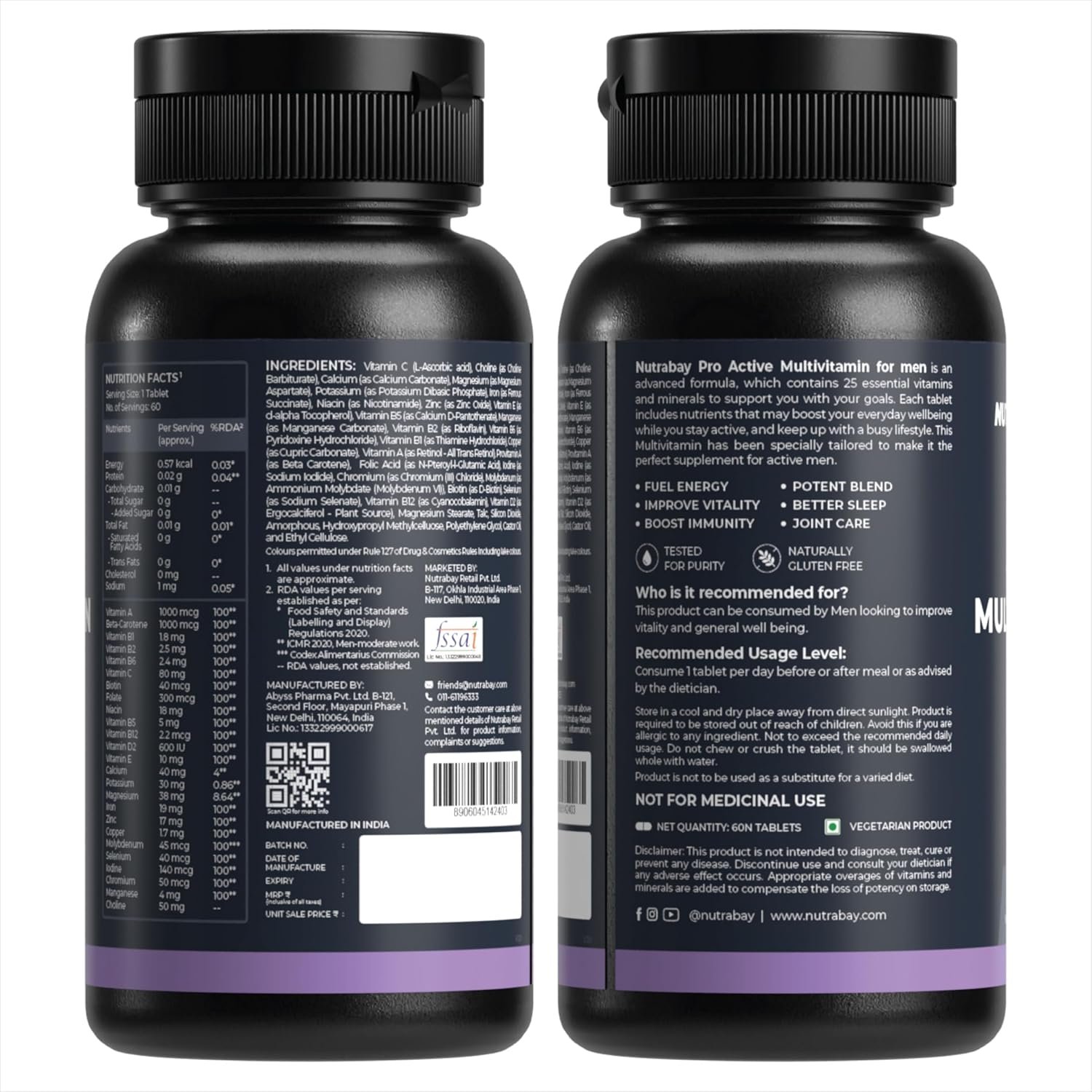 Nutrabay Pro Active Multivitamin Men Tablet|60 tablet.