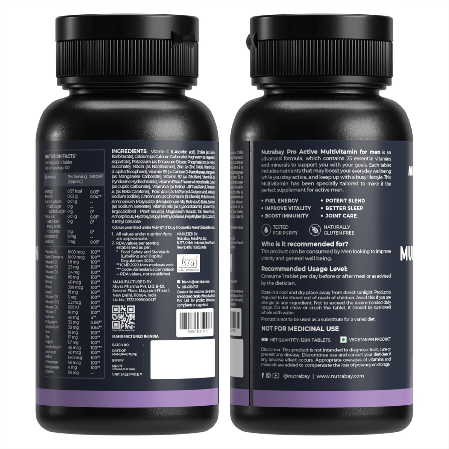 Nutrabay Pro Active Multivitamin Men Tablet|120 tablet.